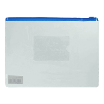 Папка-конверт на блискавці zip-lock А5 Buromax прозора синя BM.3947-02 фото