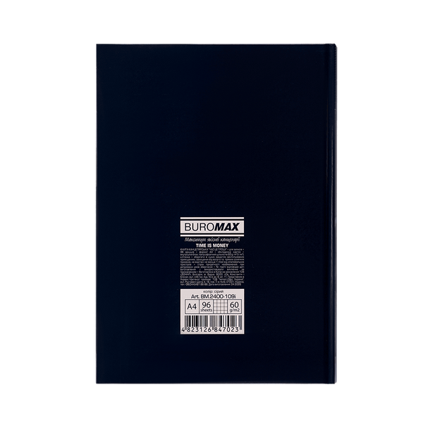 Книга канцелярська Buromax Time Is Money, А4, 96 арк., клітинка, тверда лам. обкладинка, сірий (BM.2400-109i) BM.2400-109i фото