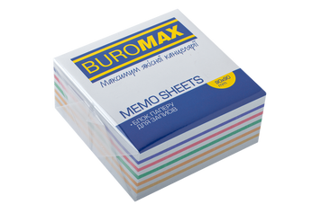 Блок кольорового паперу для нотаток Buromax Веселка 90х90х40 мм склеєний BM.2244 фото