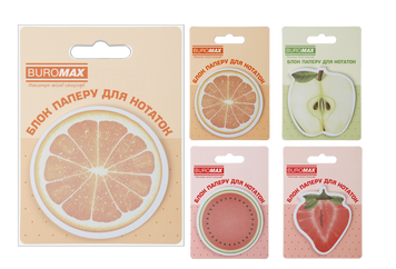 Блок паперу для нотаток з клейким шаром Buromax Fruits 70x70 мм 30 аркушів BM.2381-75 фото