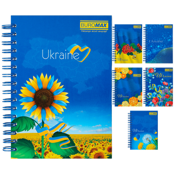 Блокнот на пружині збоку Buromax My Country A6 96 аркушів в клітинку асорті дизайни BM.2422 фото