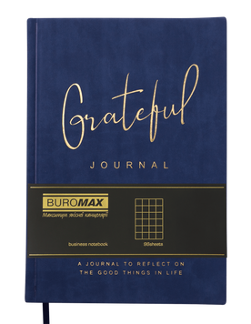 Блокнот діловий Buromax Grateful A5 в клітинку 96 аркушів обкладинка зі штучної шкіри синій BM.295119-02 фото