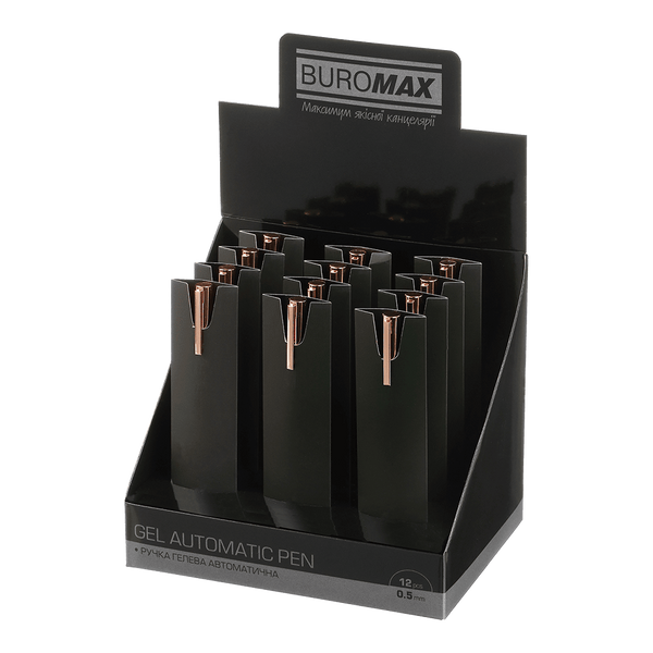 Ручка гелева автоматична Buromax Prestige Gold 0.5 мм, сині чорнила, рожева (BM.83101-10) BM.83101-10 фото